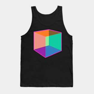 Color Cube Pattern on Fuschia Tank Top